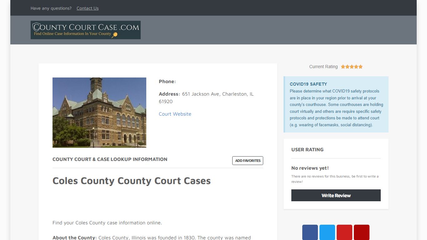 Coles County | County Court Case Search & Lookup | CountyCourtCase.com